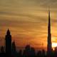 Dubai Skyline Under the Setting Sun in United Arab Emirates, UAE