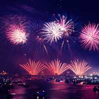 Fireworks in the night sky over Dubai, UAE