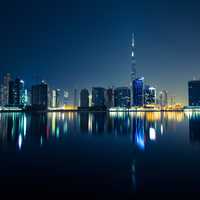 Night Skyline in Dubai, United Arab Emirates, UAE