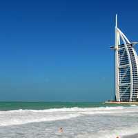 Seashore and the Burj Al Arab Jumeirah in Dubai, United Arab Emirates - UAE