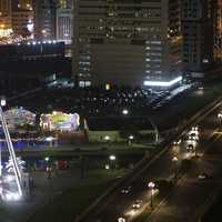  Eye of the Emirates and the Al Qasba Canal by night in Sharjah, United Arab Emirates