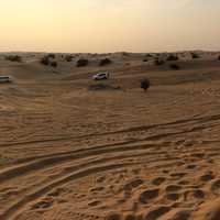 Off-road vehicles in deserts of Sharjah in the United Arab Emirates
