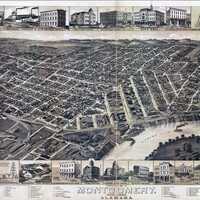 Bird's Eye View of Montgomery in 1887, Alabama