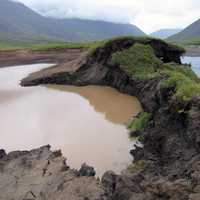 Pools of water during the permafrost thaw at Gates of the Arctic National Park