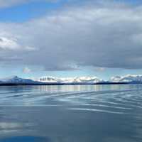 Aleutian Mountain Range and water in Katmai National Park