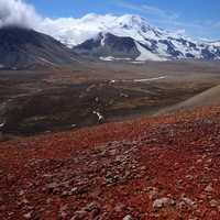 Landscape and snow-capped mountains