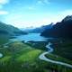 Aerial View of Crescent lake at Lake Clark National Park, Alaska