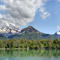 Redoubt Volcano at Crescent Lake landscape