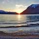 Sunset over upper twin lake at Lake Clark, Alaska