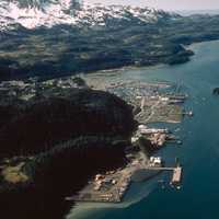 Aerial view of Cordova, Alaska landscape