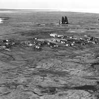 Aerial view of Kaktovik and Barter Island LRRS in Alaska