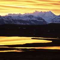 Dusk with scenic Mountains in Alaska