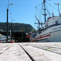 Fishing boat at Wrangell dock in Alaska