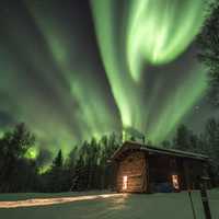 Green Northern Lights across the sky