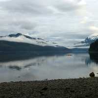 Lake, Mountains, and clouds landscape in Tongass National Forest, Alaska