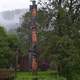 Totem poles at the Shakes house in Wrangell, Alaska