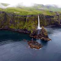 Waterfall off of Tanaga Island in Alaska