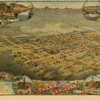 Aerial lithograph of Phoenix from 1885, Arizona