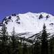 Snow covered Lassen Peak in Lassen Volcanic National Park, California