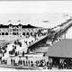 Long Beach pier, 1905 with people and buildings in the Greater Los Angeles Area, California