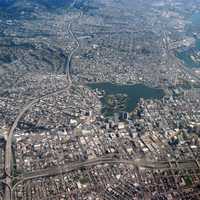 Aerial view of center of Oakland, California