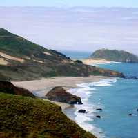 Point Sur and light station from the north in Big Sur, California