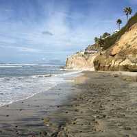 Shoreline, beach, and cliffs