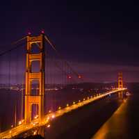 Golden Gate Bridge at Night in San Francisco, California