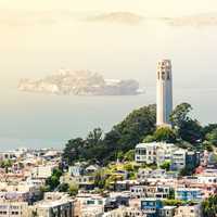 Looking at Alcatraz from San Francisco, California