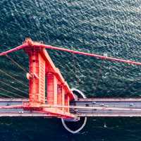 Top Down Look on the Golden Gate Bridge, San Francisco, California