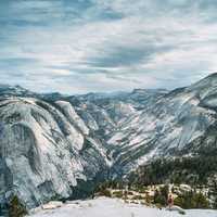 Snow capped Mountains in Yosemite National Park, California