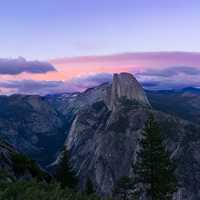 Yosemite Valley landscape in the Twilight Hours in Yosemite National Park, California