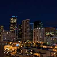 Night Time Cityscape and lights in Denver, Colorado