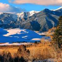 Snowy Dunes landscape with hills scene