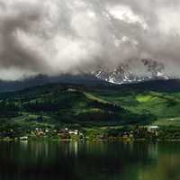 Clouds over the lake and mountains in Colorado