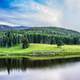 Landscape of lake and hills in Colorado