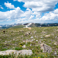 Alpine Landscape under the clouds at the mountaintop