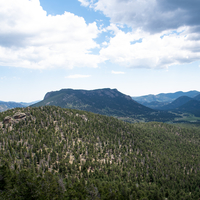 Clouds above the trees and mountains