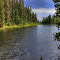 Looking down the lake at Rocky Mountains National Park, Colorado