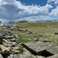 Panoramic view with sky and clouds path to Rock Cut