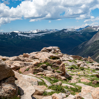 Rocks and far mountains scenery 