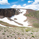 Snow at the Alpine Visitor Center on the mountain