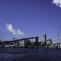 Coal-fired power plant in the Harbor at Bridgeport, Connecticut
