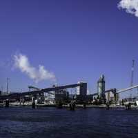 Coal-fired power plant in the Harbor at Bridgeport, Connecticut