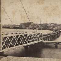 East Bridgeport Bridge over Pequannock River around 1850 in Connecticut