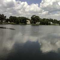 Landscape with lake in Bridgeport, Connecticut