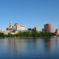 Downtown Skyline beyond the lake in Hartford, Connecticut