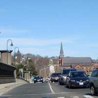 Cars driving on the Bridge in Willimantic, Connecticut