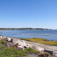 View of coastline from Fort Trumbull Beach in Milford, Connecticut