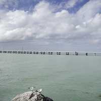 View of the Ocean landscape at the overseas highway under sky and clouds